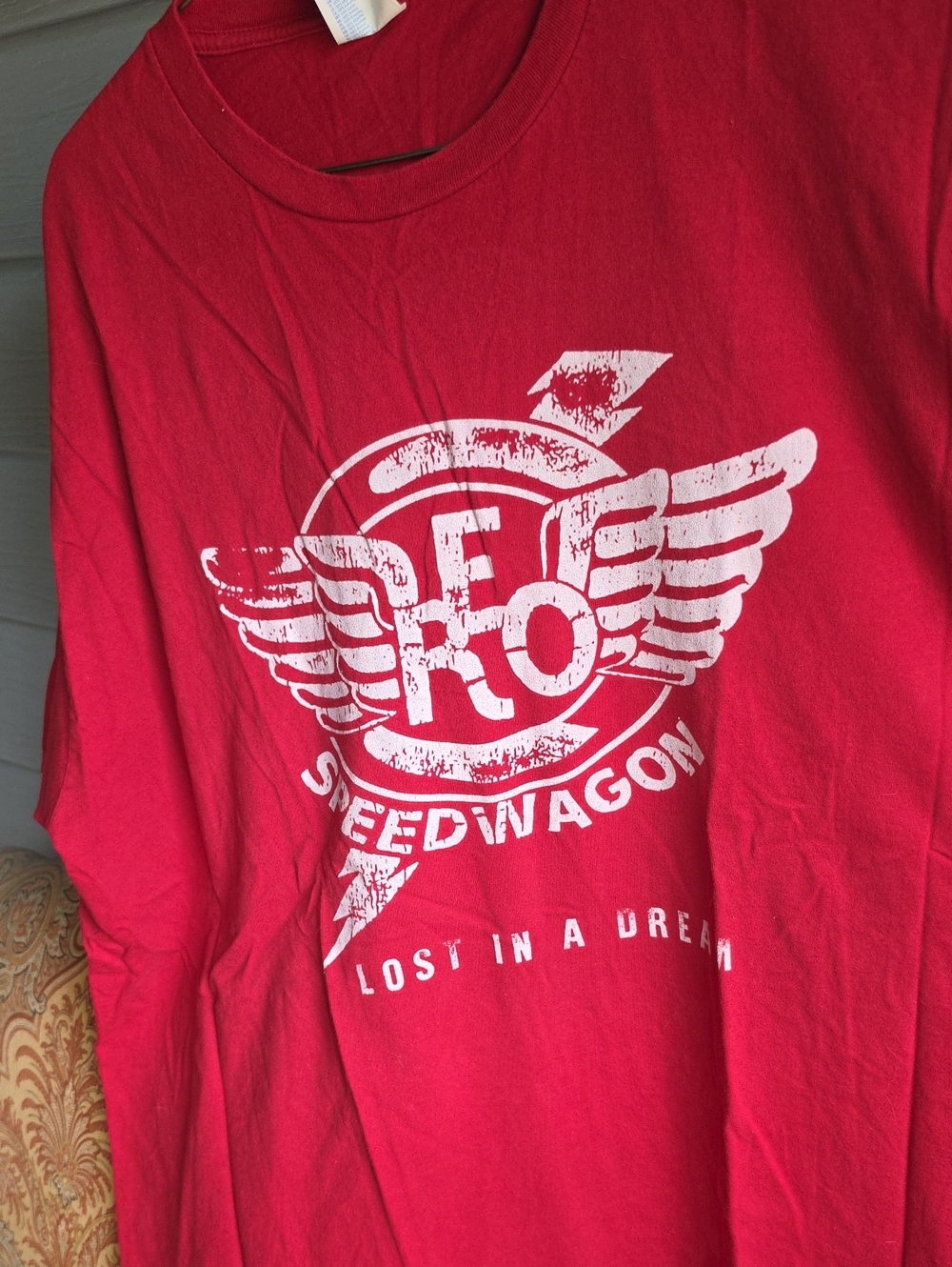 Port and Company Red Speedwagon Graphic Tee with White Print